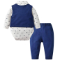 Preview: Tolles Outfit: Anzug-Set blau, mit Hemd-Body, Fliege, Weste und Hose