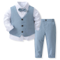 Preview: Total chic: Anzug-Set taubenblau mit Weste, Hemd, Fliege und Hose