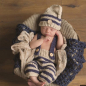 Preview: Newborn Foto Outfit für Babyfotografie Zwergli blau-beige