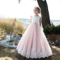 Preview: Langes Traumkleid, bicolor rosa-weiss - sehr elegant mit Spitzendeko