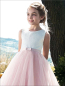 Preview: Langes Traumkleid, bicolor rosa-weiss - sehr elegant mit Spitzendeko