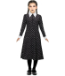 Preview: Chic: Print-Kleid für Wednesday Addams - inklusive Perücke!