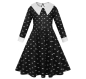 Preview: Chic: Print-Kleid für Wednesday Addams - inklusive Perücke!