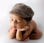 Preview: Newborn-Set für Baby-Fotoshooting, 2-teiliges Set mit herzigem Beret und Hose, Hosenträger