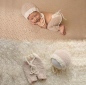 Preview: Newborn Outfit für Babyfotografie, 2-teilig, beige-weiss