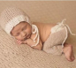 Preview: Newborn Outfit für Babyfotografie, 2-teilig, beige-weiss