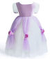 Preview: Traumkleid für Prinzessinnen violett-weiss mit Rosenblüten, Grösse 134