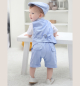 Preview: Pinkvanille Kollektion: Hellblaues elegantes Anzug-Set für Baby Boys, 5-teilig - optional mit Weste. Sommerset, kurzärmlig und Shorts!