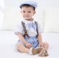 Preview: Pinkvanille Kollektion: Hellblaues elegantes Anzug-Set für Baby Boys, 5-teilig - optional mit Weste. Sommerset, kurzärmlig und Shorts!