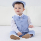 Preview: Pinkvanille Kollektion: Hellblaues elegantes Anzug-Set für Baby Boys, 5-teilig - optional mit Weste