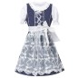 Preview: Dirndl für Mädchen - chic in navy-weiss, inklusive Bluse und Häubchen