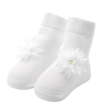 Baby-Söckchen weiss mit Deko-Blüte