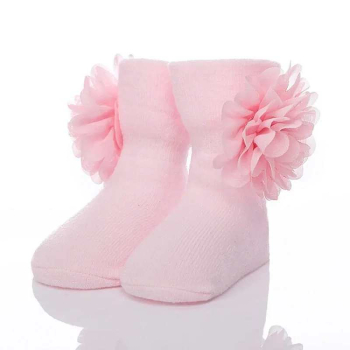 Süsse Söckchen für kleine Babygirls - weiss oder rosa - mit Blütendeko