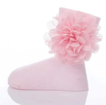 Süsse Söckchen für kleine Babygirls - weiss oder rosa - mit Blütendeko