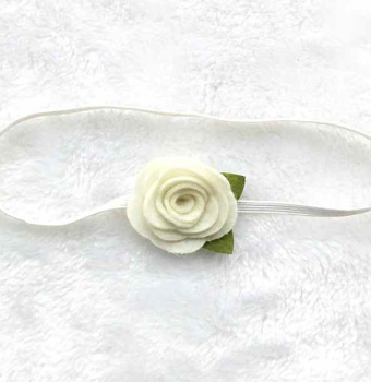 Babyhaarband mit einzelner Blüte - weiss, rosa oder crème