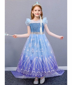 Eisköniginnen Ballkleid mit Schleppe und Glitzerpailletten