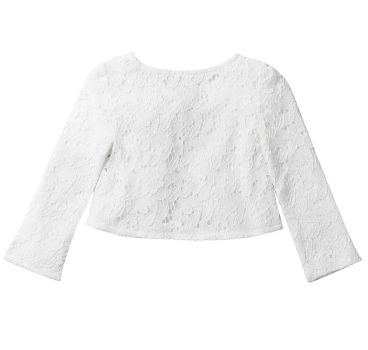 Elegantes Bolero Jäckchen für Mädchen, soft-weiss mit süsser Brosche