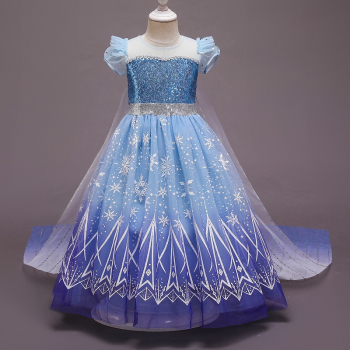 Eisköniginnen Ballkleid mit Schleppe und Glitzerpailletten