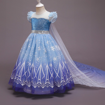 Eisköniginnen Ballkleid mit Schleppe und Glitzerpailletten