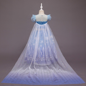 Eisköniginnen Ballkleid mit Schleppe und Glitzerpailletten