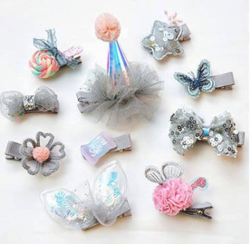 Geschenkset mit 10 süssen Baby-Haarclips