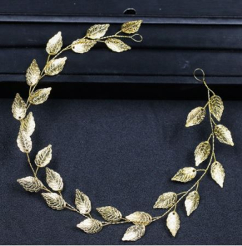 Haarschmuck für Hochzeit, Kommunion und schöne Feste, goldene Blättchen / Perlen