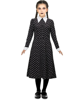 Chic: Print-Kleid für Wednesday Addams - inklusive Perücke!