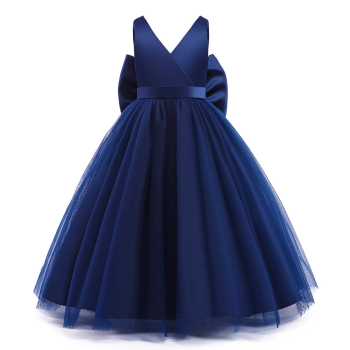 3 Farben - total elegant - wunderschönes langes Satin-Festkleid mit Schleife für kleine und grosse Mädchen