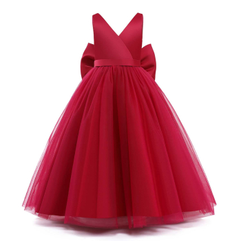 3 Farben - total elegant - wunderschönes langes Satin-Festkleid mit Schleife für kleine und grosse Mädchen