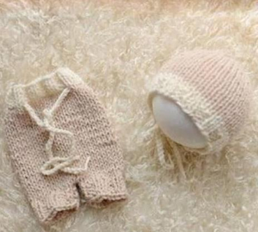 Newborn Outfit für Babyfotografie, 2-teilig, beige-weiss