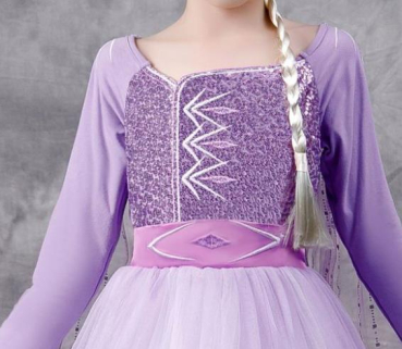 Eisköniginnen-Traumkleid lang, in violettblau mit Schleier