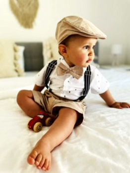 Wunderschönes Sommer-Set für kleine Gentlemen, hübsch im Leinen-Look - Eigenproduktion!