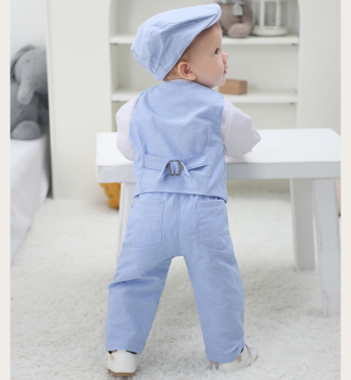 Pinkvanille Kollektion: Hellblaues elegantes Anzug-Set für Baby Boys, 5-teilig - optional mit Weste