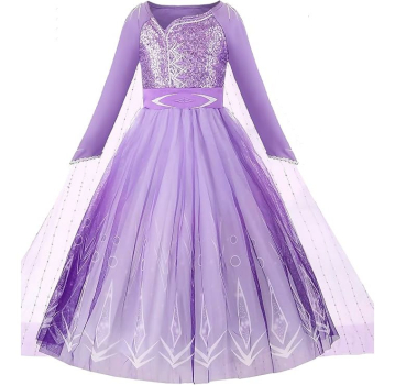 Eisköniginnen-Traumkleid lang, in violettblau mit Schleier