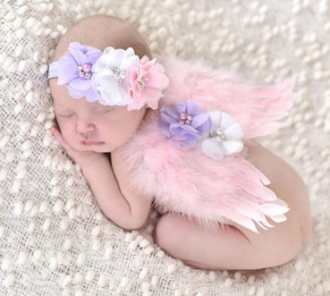 Flügelchen und Haarband für Babyfotografie, rosa oder weiss