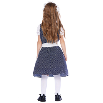 Dirndl für Mädchen - chic in navy-weiss, inklusive Bluse und Häubchen