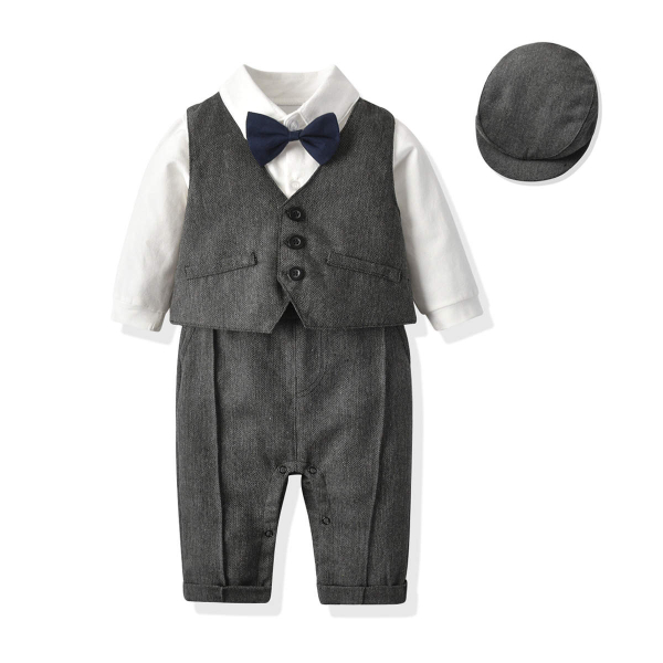 Festliche Anzug Sets mit Beret für kleine Gentlemen, in grau oder braun - ganz im Peaky-Blinders Stil