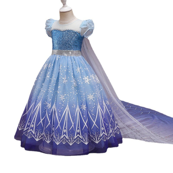 Eisköniginnen Ballkleid mit Schleppe und Glitzerpailletten