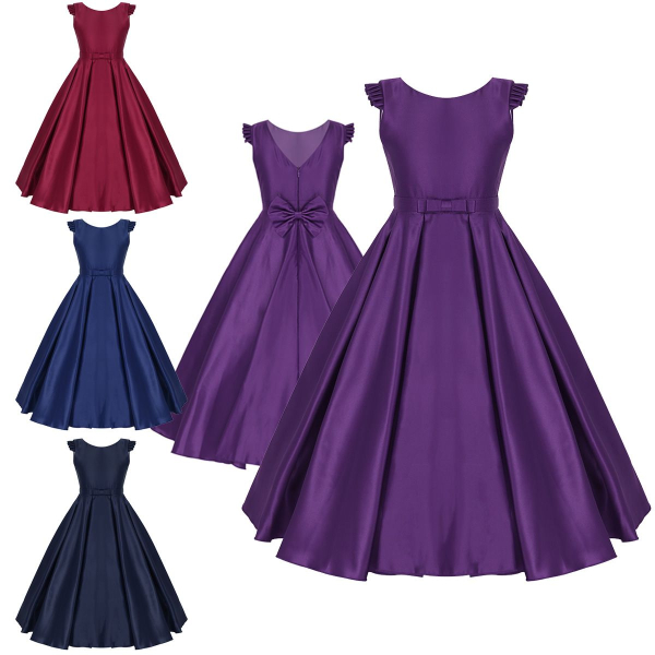 Langes Festkleid, Ballkleid im schönen Satin-Look, schlicht-elegant in 4 Farben