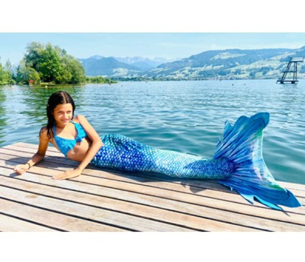 Meerjungfrauenflossen-Set 'Sirena Premium' blau-türkis, mit Bikini