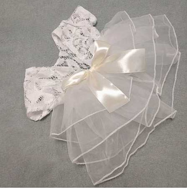 Foto-Set für kleine Prinzessinnen: Tutu-Kleidchen mit Spitzen, offwhite - inklusive Haarband