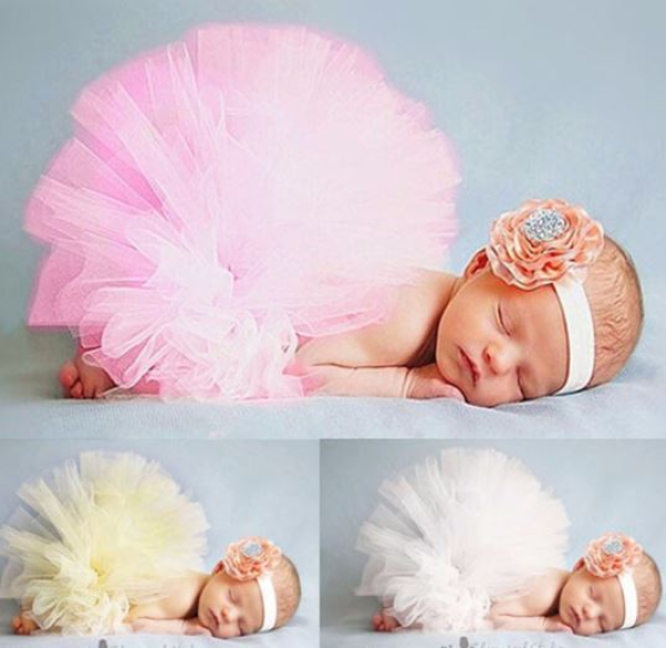 Newborn Tutu Set weiss, rosa oder hellgelb