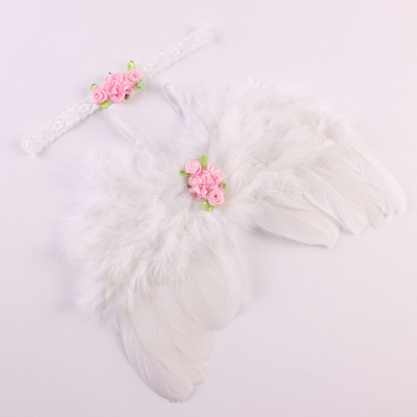 Süsse Flügelchen weiss-rosa, Set mit passendem Haarband