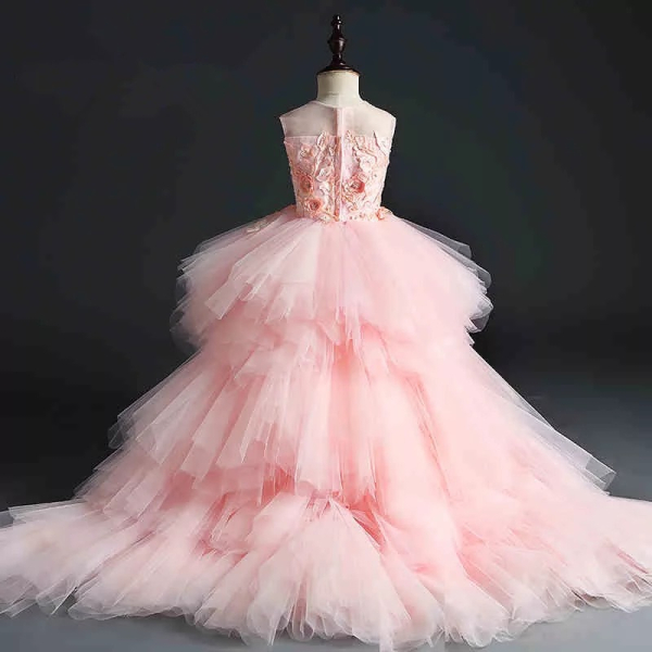 Glamouröses Partykleid rosa - mit abnehmbarer Schleppe