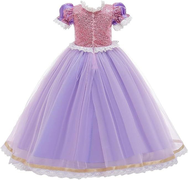 Rapunzels Traumkleid mit Puffärmelchen - bauschig, glitzernd, wunderschön