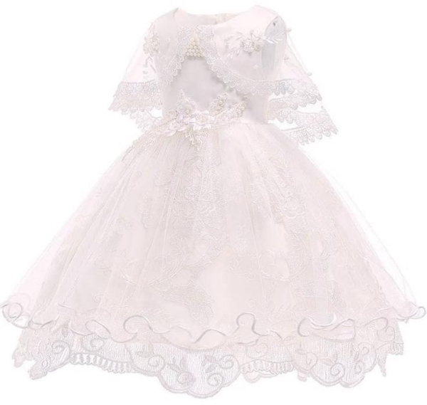 Taufkleid mit kleinem Schleier, weiss oder rosa